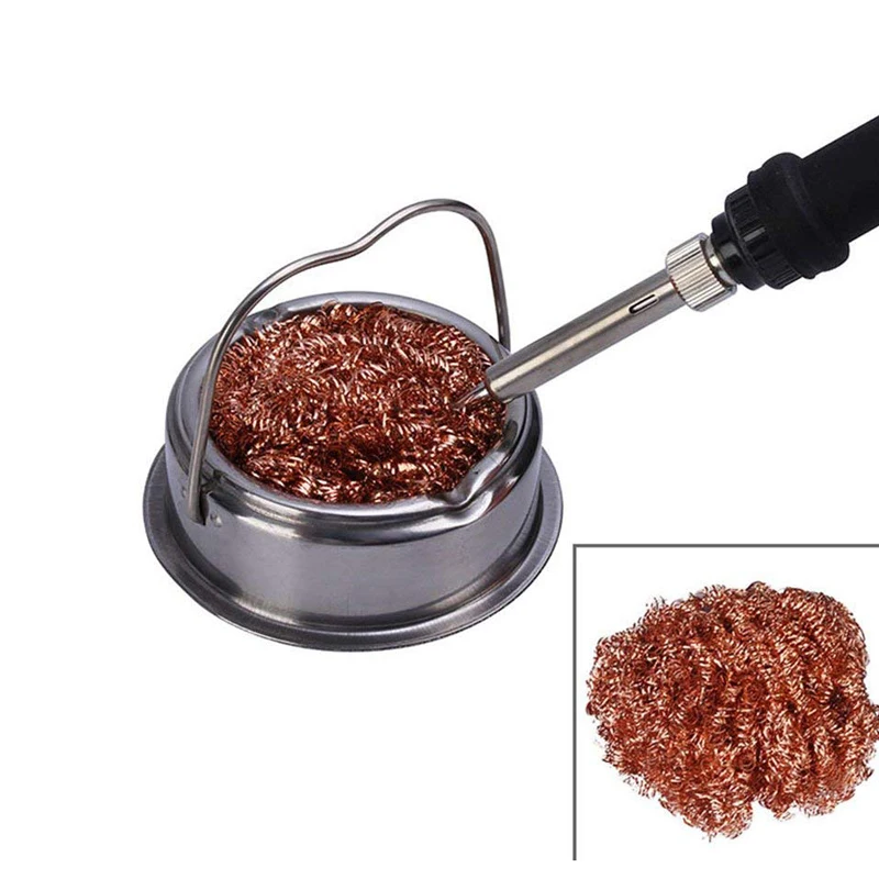 

Welding Soldering Solder Iron Tip Cleaner Cleaning Steel Wire With Stand Set Cleaning Soldering Iron Stand