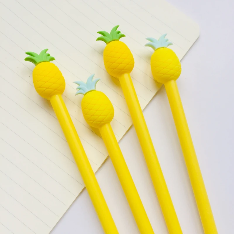 

2X Cute Pineapple Silicone Head Gel Pen Rollerball Pen Writing Stationery