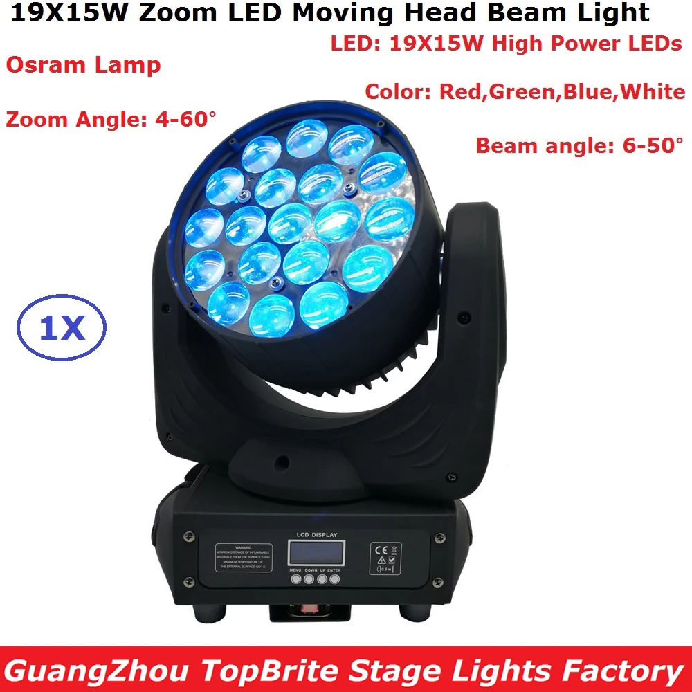 

1Pcs/Lot 19X15W Led RGBW Wash/Zoom Light DMX512 Moving Head Light Professional Stage Dj Disco Lighting Shows Equipments