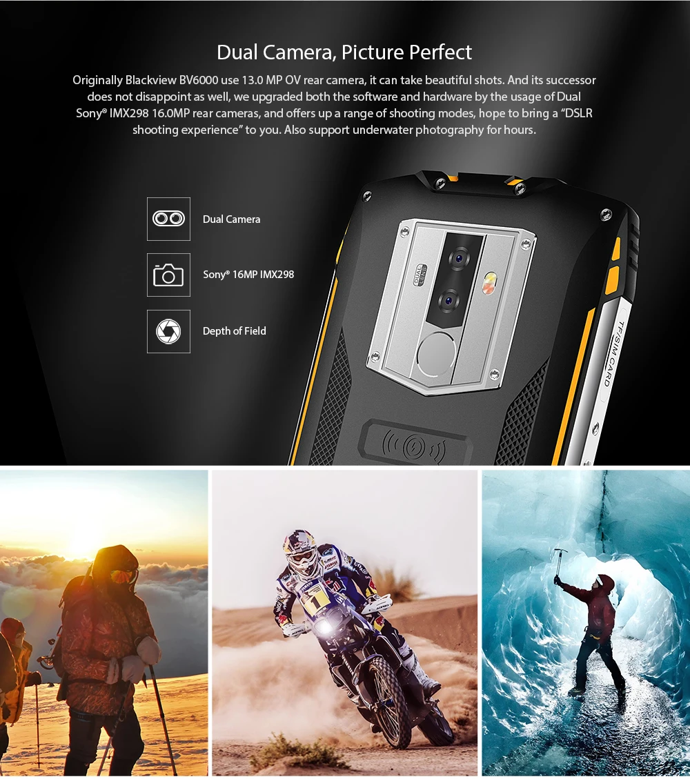 Blackview Original BV6800 Pro 5.7" IP68 Waterproof Rugged Smartphone 4GB+64GB Cellphone 4G 18:9 Android 8.0 Outdoor Mobile Phone