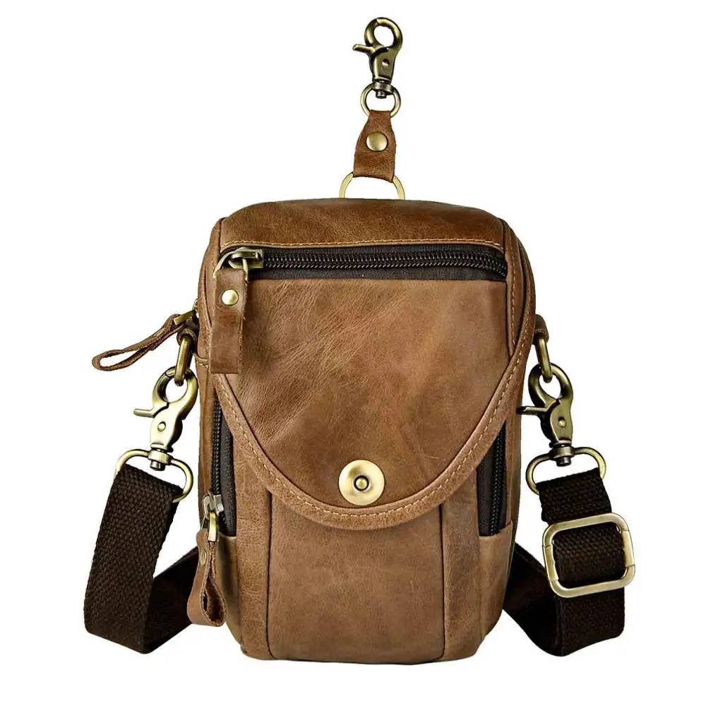 Модная оригинальная кожаная многофункциональная сумка с крючком, сумка через плечо, чехол для сигарет, чехол для телефона 6 дюймов, поясная сумка на пояс, 269-lb - Цвет: light brown 2