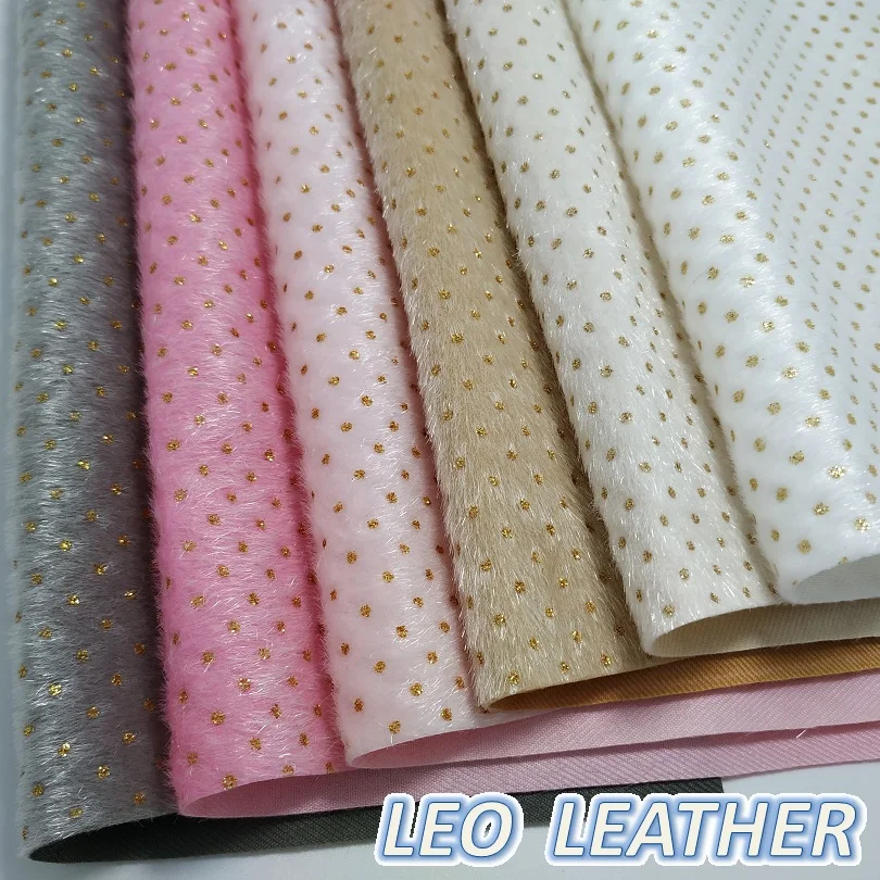 1PCS 21X29CM Immitation cow leather Fabric With Gold Dots For DIY Accessories 9S83A