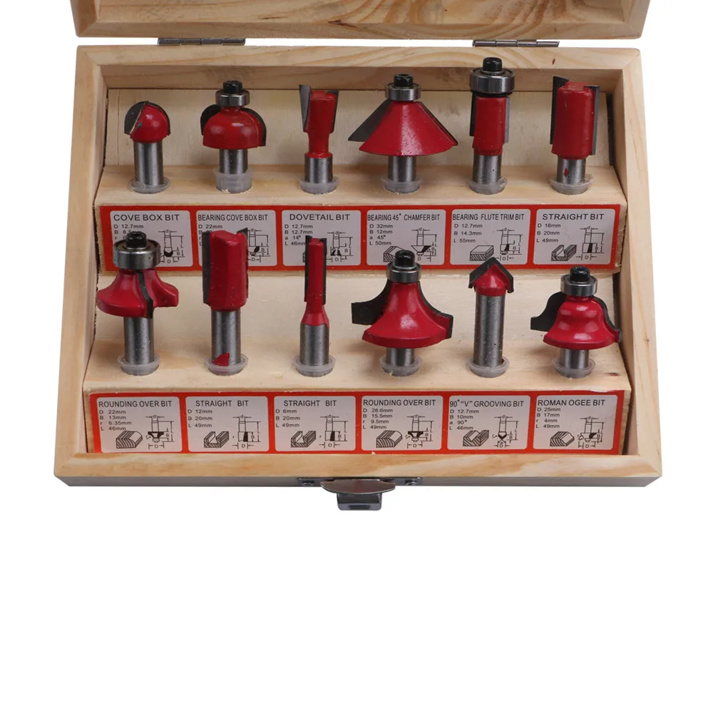 

12pcs 8mm Milling Cutter Carbide Router Bit Kit Set Rotary Burr Woodworking Cutting Electric Mill Tool