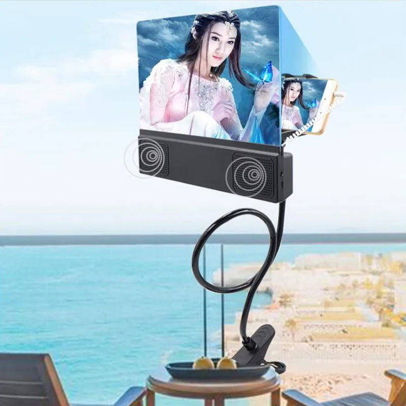 

3D Magnifier Radiation Eye Protection 12 Inch 3D Mobile Phone Video Screen Amplifier with Sound Magnifier Phone Holder