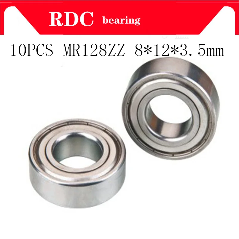 Metal Shielded Ball Bearing Bearings 8*12*3.5 10 Pcs MR128ZZ 8x12x3.5 mm 