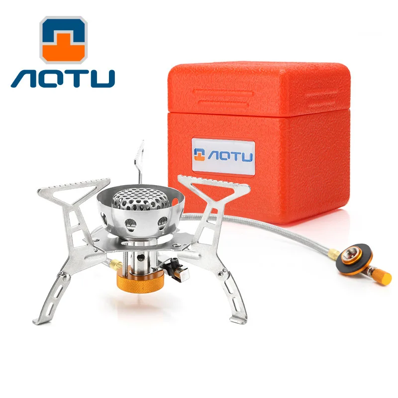 

Outdoor stove Split Windproof hiking alpine furnace with ignition camping gas stove high power alloy Folding cooking stove