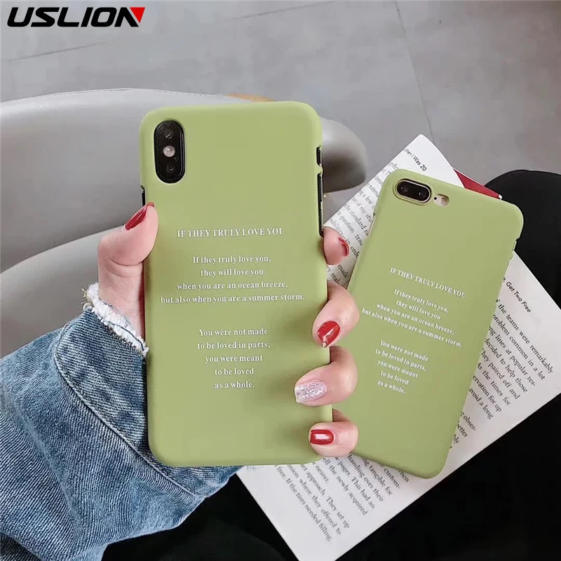 

USLION Cartoon Letter Phone Case For iPhone XS Max XR X 8 7 6 6S Plus Hard PC Art Graffiti Back Cover Simple Couples Cases 2019