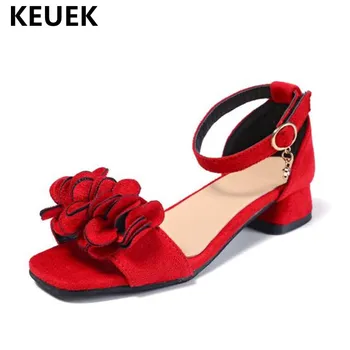 

New Children Shoes Girls Sandals Summer Student Open toe Fashion Flowers High Heels Kids Sandals Baby 04