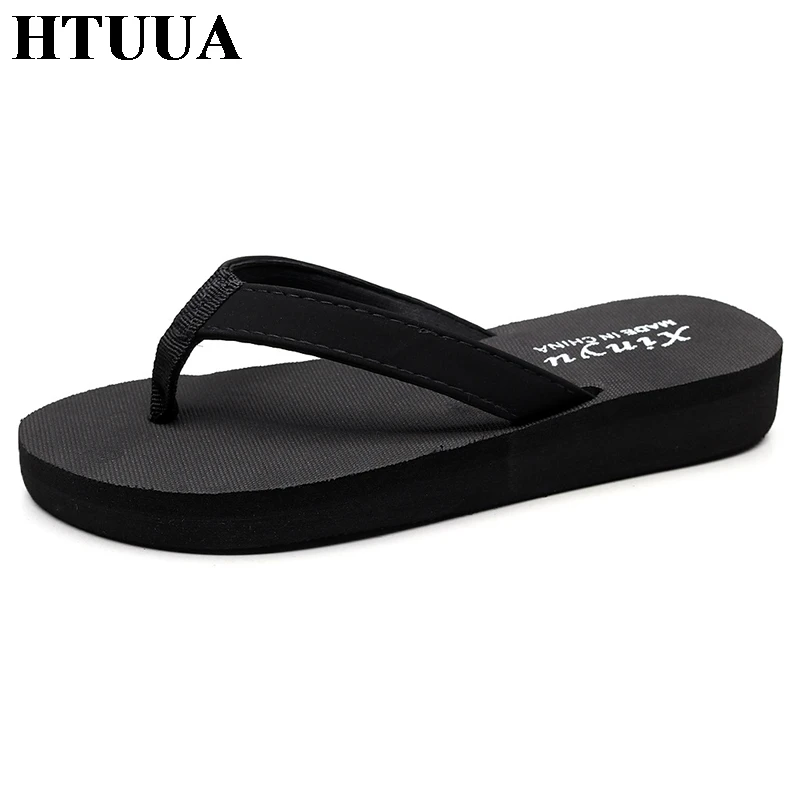 

HTUUA 2019 New Fashion Flat Slippers Women Sandals Casual Beach Flip Flops Summer Shoes Woman Black Slides Flats SX2116