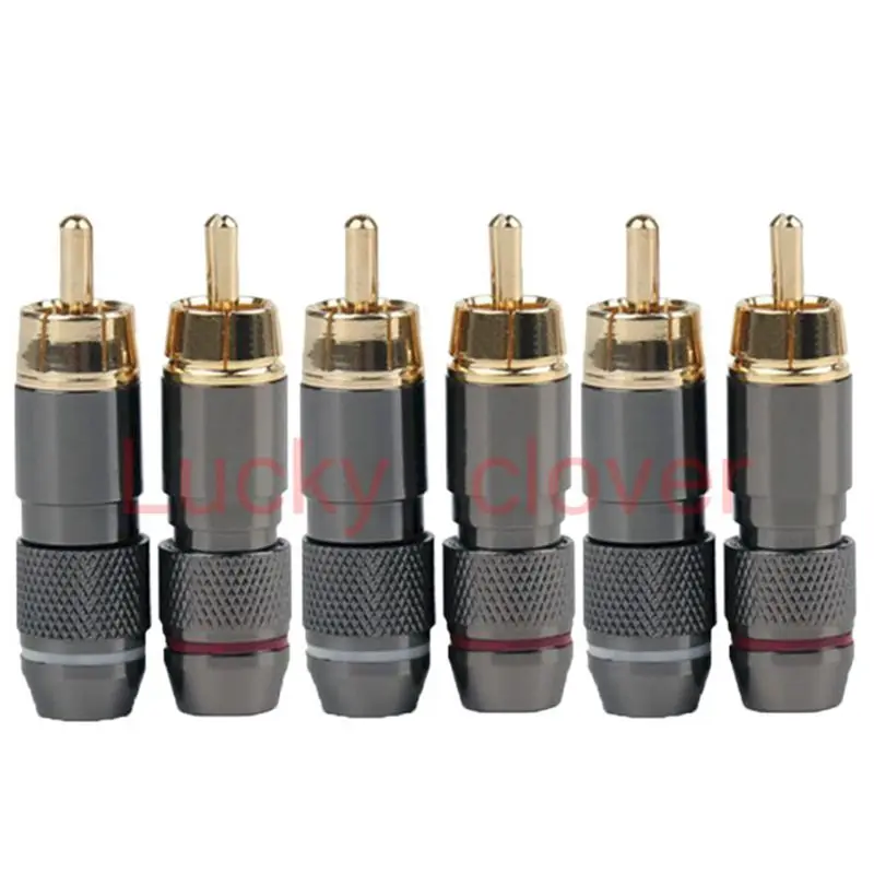 12pcs/lot RCA Connector Gold Plated Wire Connector 6mm Cable RCA Male