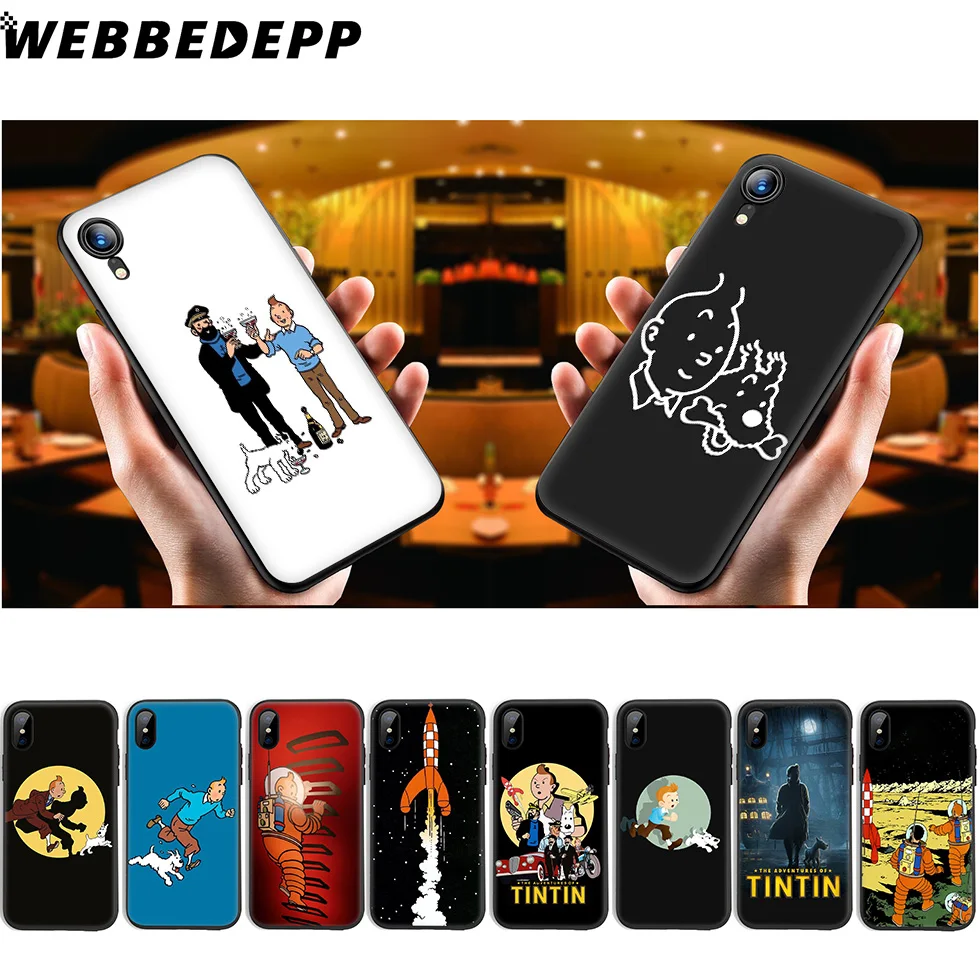 

WEBBEDEPP The Adventures of Tintin Soft Silicone Case for iPhone 11 Pro Xr Xs Max X or 10 8 7 6 6S Plus 5 5S SE Case 8 Plus
