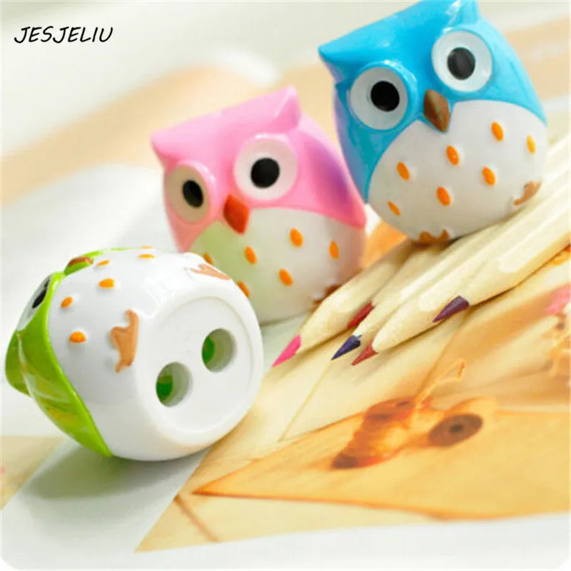 

4 color Cute Kawaii Lovely Plastic Owl Automatic Pencil Sharpener Creative Stationery Gifts For Kids School Office Supplies