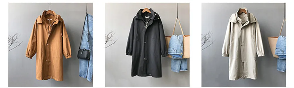Winter Hooded Windproof coat 2018 Autumn Trench Coat Women Causal Long Sleeve With Hood Long Female Coat Casaco Feminino Coats (2)