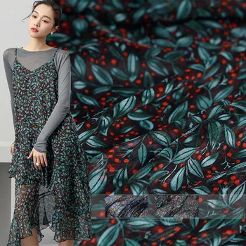 

Pearlsilk 5.5momme Digital Printed Crinkle Chiffon 100% Silk Materials Summer Dress DIY clothes fabrics Freeshipping