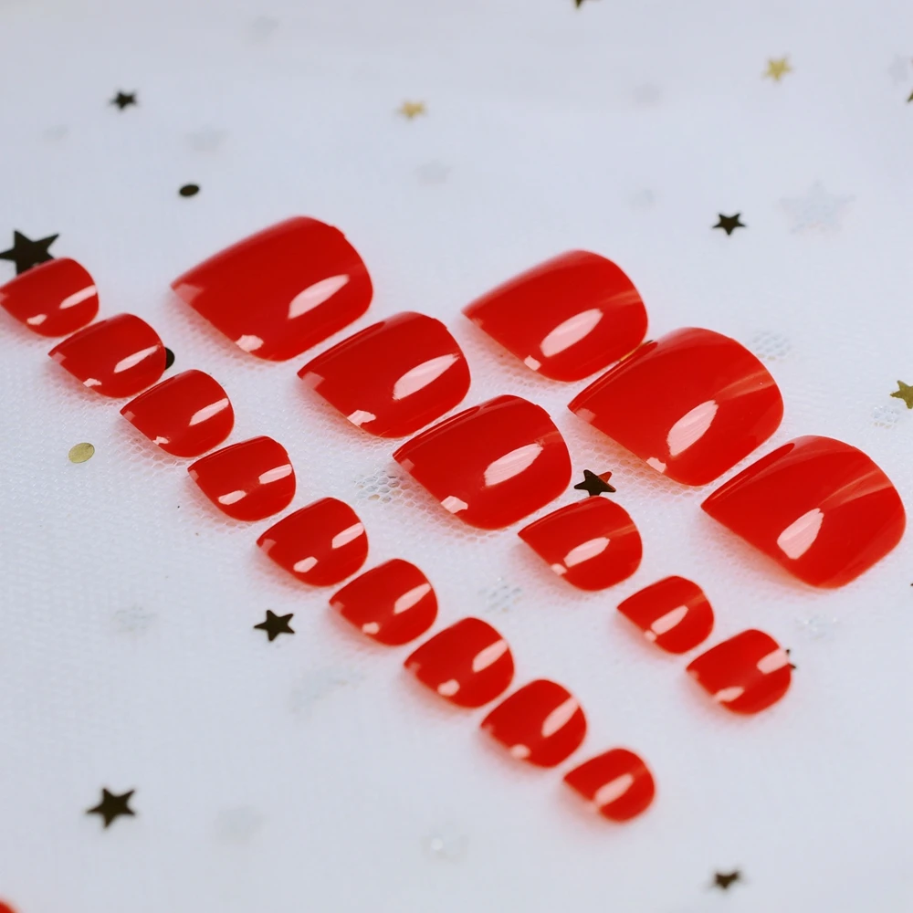 

Sexy Blood Red Candy DIY Fashion Colors Toe Nails 24pcs Acrylic False Toes Nail Art Tips Fake Toenails Accessories 128t