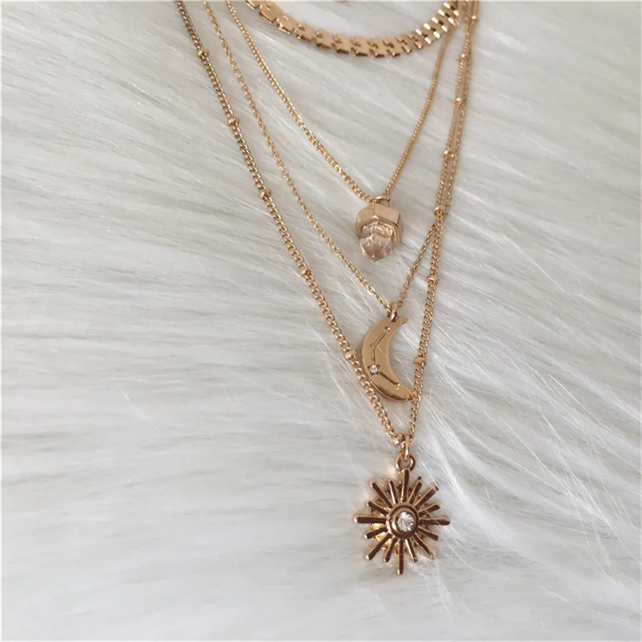 

TRENDY NECKLACE GOLD COLOR PLATING PLANET PENDANT LAYER NECKLACE FOR WOMEN GIRL