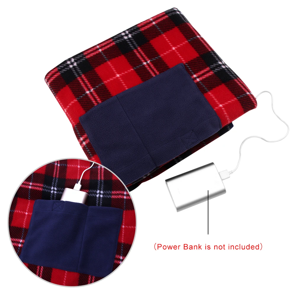 Electric Heating Blanket USB 5V Safety 88x65cm Portable Winter Warming Heated Carpet for Car Home Office Removable Washing