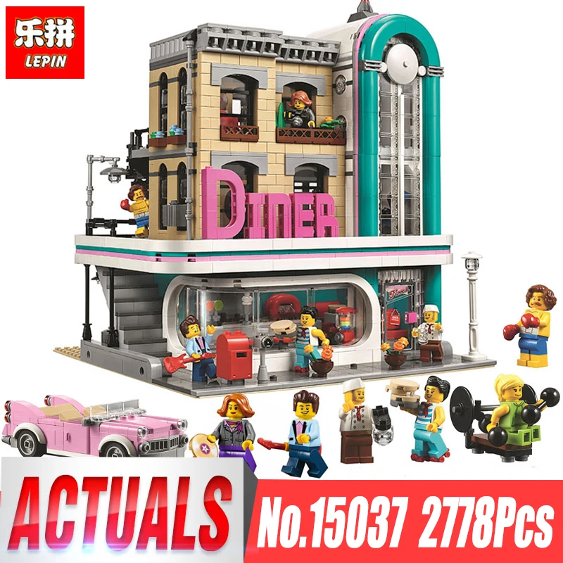 

In Stock Lepin 15037 The Downtown Diner Set Genuine Streetview Series Legoiong 10260 Building Blocks Bricks Funny Toys DIY Gift