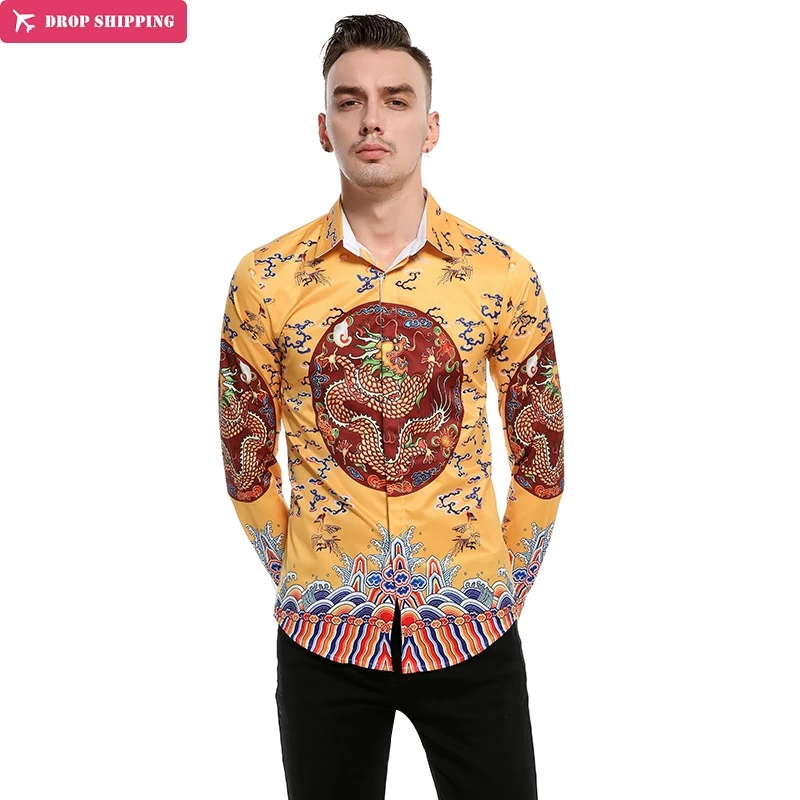 

Camisas Para Hombre Camiseta Masculina Shirt Printing Chinese Wind Mens Shirt