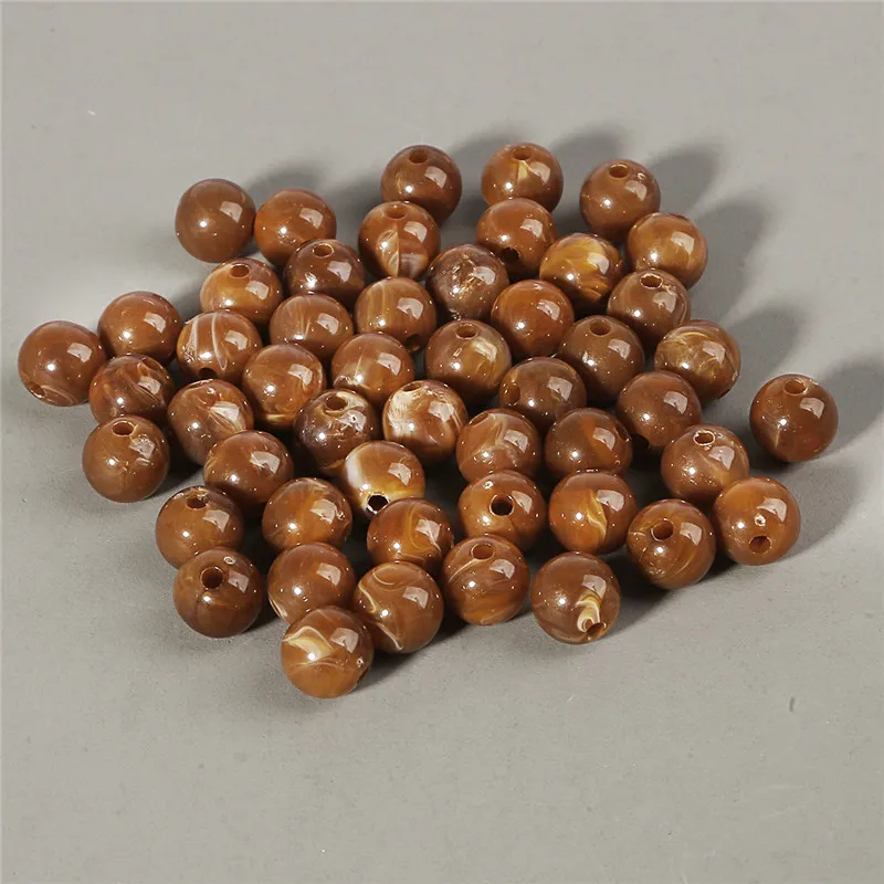 Wholesale 6mm 8mm 10mm Acrylic Clouds Beads Effect Round BEADS Spacer Loose Beads For Jewelry Making DIY Bracelet - Цвет: Brown