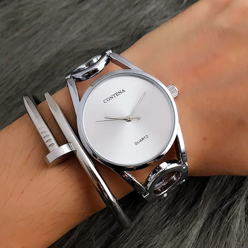 Contena Women Watch 2018 New Relogio Feminino Luxury Ladies Unique Designer Full Stainless Steel Rhinestone Bracelet Wristwatch