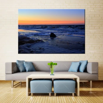 

Forbeauty Canvas Oil Painting Wall Art Blue Baltic Sea Spray Printing Waterproof Ink Home Decor Abstract Horizontal Rectangle