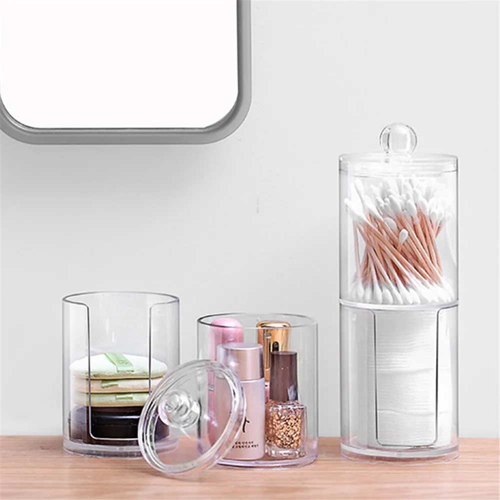 

Acrylic Make Up Storage Box Portable Container Cosmetic Makeup Cotton Pad Jewelry Organizer With Detachable And Candy Jars 1pc