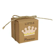 50 шт маленькая принцесса квадратная Корона крафт-бумага детская Конфетница для душа подарочные коробки для девочек день рождения Сувениры Коробка Упаковка