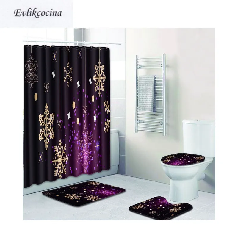 Free Shipping 4pcs Gold Snowflake Banyo Paspas Bathroom Bath Mat Free Shipping 4pcs Gold Snowflake Banyo