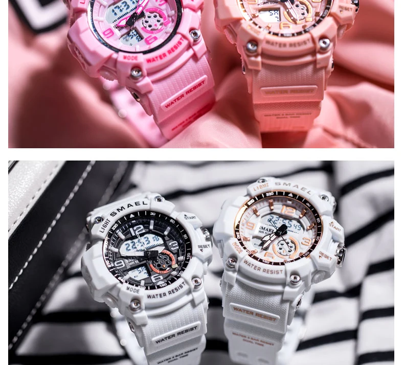 SMAEL модные спортивные женские часы розовое золото водонепроницаемые цифровые женские часы кварцевые студенческие наручные часы для девочек подарок Reloj Mujer