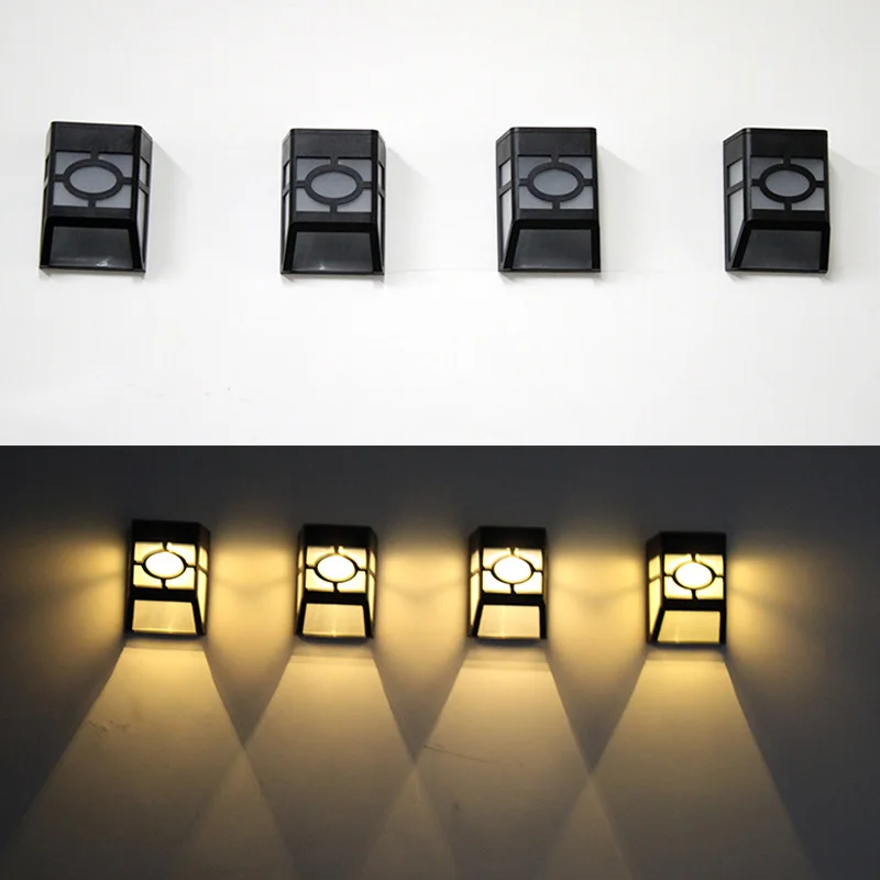 Newest Vintage Solar Powered Wall Mount LED Light Outdoor Garden Path Landscape Yard Lamp