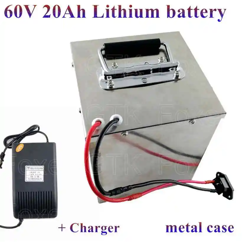 Steel case battery 60v 20Ah Lithium 50A BMS 3000w for scooter 60v ATV EV RV Golf cart tricycles solar panal inverter + charger (2)