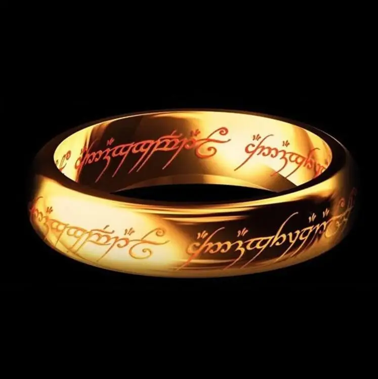 

LOVER' wedding rings Magic Letter The Lord of One Ring Black Silver Gold Titanium Stainless Steel Ring for Men Women wj229