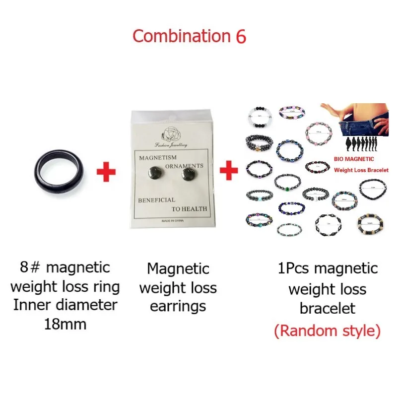 Магнитное кольцо для потери веса, серьги для похудения, кольцо для пальцев ног, браслет для сжигания жира, инструмент для потери веса, комбинация, опт и дропшиппинг - Цвет: Combination 6