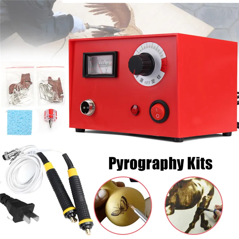 

New AC 220V 50W Digital Multifunction Pyrography Machine Gourd Wood Crafts with 2pcs Pyrography Pen US Plug