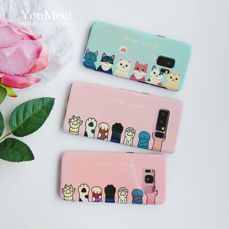 Kawaii cute cat paws blue ray soft Mobile Phone Case For samsung S9 S9