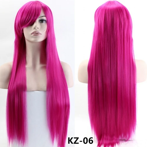 JOY& BEAUTY 80 см длинные прямые косплей парик синтетические волосы термостойкие черный серый красный розовый синий коричневый много цветов доступны - Цвет: Фиолетовый