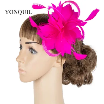 

Girls cute fascinator headwear fancy feather flower headpiece show fedora hats bridal fascinators loops hair accessoires MYQ067