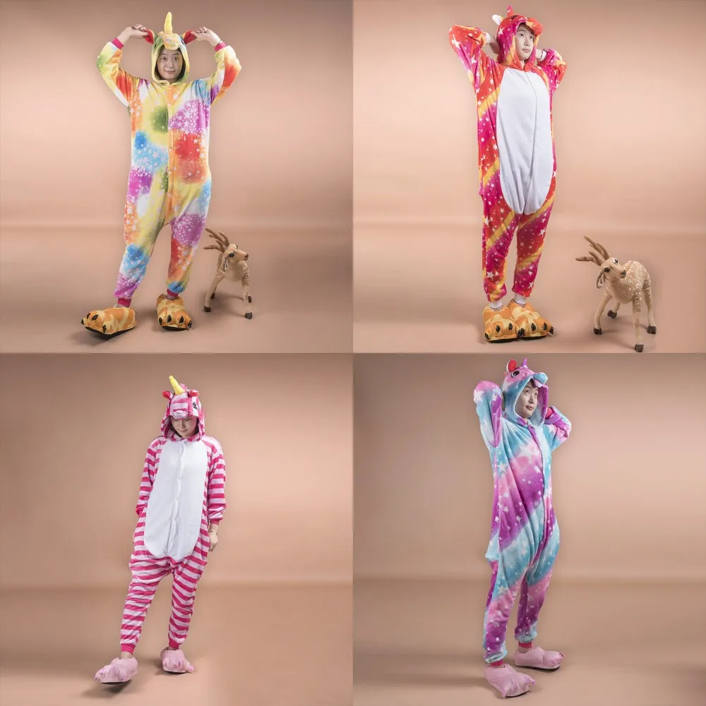 

2019 New Unicorn Kigurumi Pajama Sets Pijama One Piece Adult Onesie Women Sleepwear Winter Warm Pyjama Nightgown