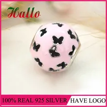 Серебро 925 пробы бабочка ажурный с эмалью Шарм для браслета амулет, браслет в винтажном стиле шарма стерлингового серебра, сделай сам, брелок