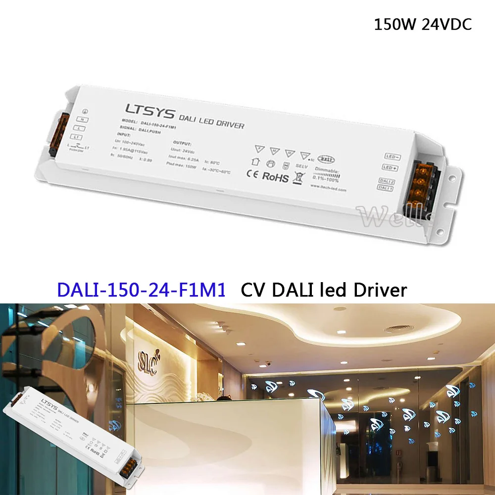 

DALI Led Dimming Driver;DALI-150-24-F1M1;AC100-240V input;DC24V 6.25A 150W output;DALI/Push 150W 24VDC CV DALI Driver