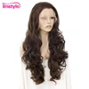 Imstyle Brown Wig Wavy Long Lace Front Wig For Women Synthetic Hair Wig Natural Hairline Heat Resistant Fiber Cosplay Daily Wig ► Photo 3/5