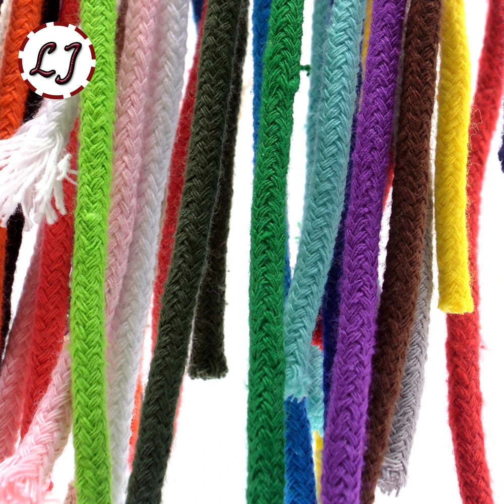 Handmade Woven Cotton Cords Rope 5mm colorful high strength for garment sewing Accessories Craft Projects home DIY, cotton rope