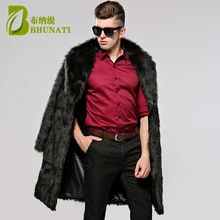 BHUNATI 2018 New Faux fur coat mens Imitation mink coat men's turn down collar jacket long faux mink fur coat for male coats