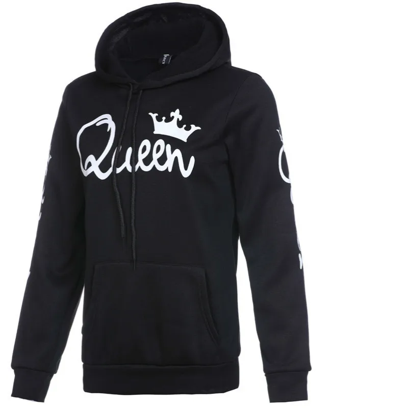 2018 KING queen с принтом короны унисекс Для мужчин женщин осень толстовки Тонкий