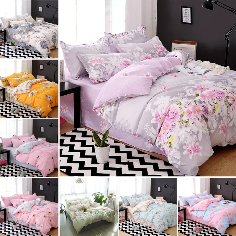 Buy 3pcs/4pcs Flower Plant Bedding Set Home Textile