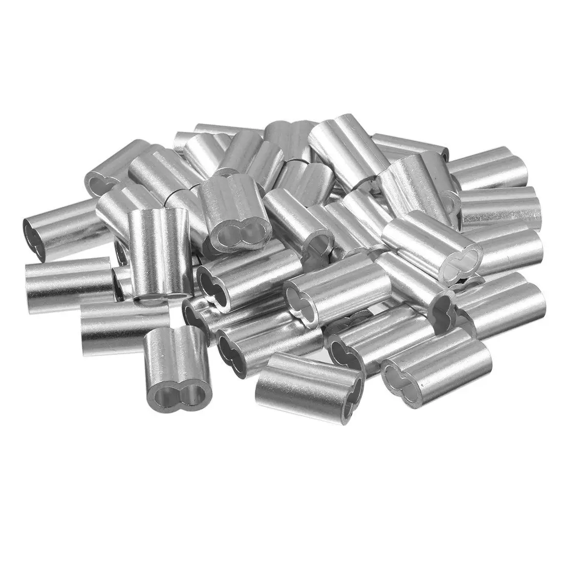 

50pcs 1/4 inch (6mm) Diameter Wire Rope Aluminum Sleeves Clip Fittings Cable Crimps 50pcs
