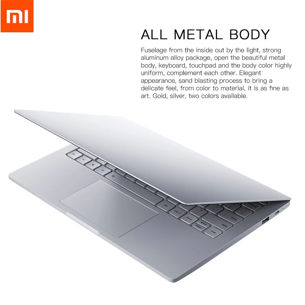 

New Xiaomi Mi Laptop Notebook Air English Windows 10 Intel Core M3-7Y30 CPU 4GB DDR3 RAM Intel GPU 12.5 inch display SATA SSD