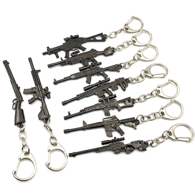 

Game PUBG Mini 6cm Weapon Model Keychain M416 Ak Keychain Metal Alloy Key Holders 50pcs/lot Blister Card Package