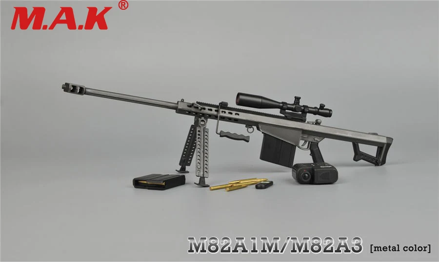 

1/6 metal color sniper rifle gun model barrett M82A1 SASR weapon model toy fit for 12 inches soldier action figure accessory